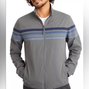 Marine Layer Freeman Stretch Twill Windbreaker Jacket Gray Blue Stripe